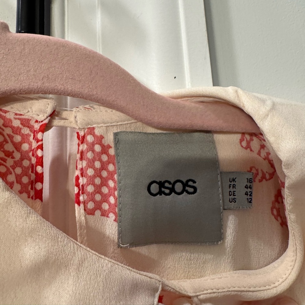 ASOS Red and Cream Blouse with Peter Pan Collar - Picture 5 of 6